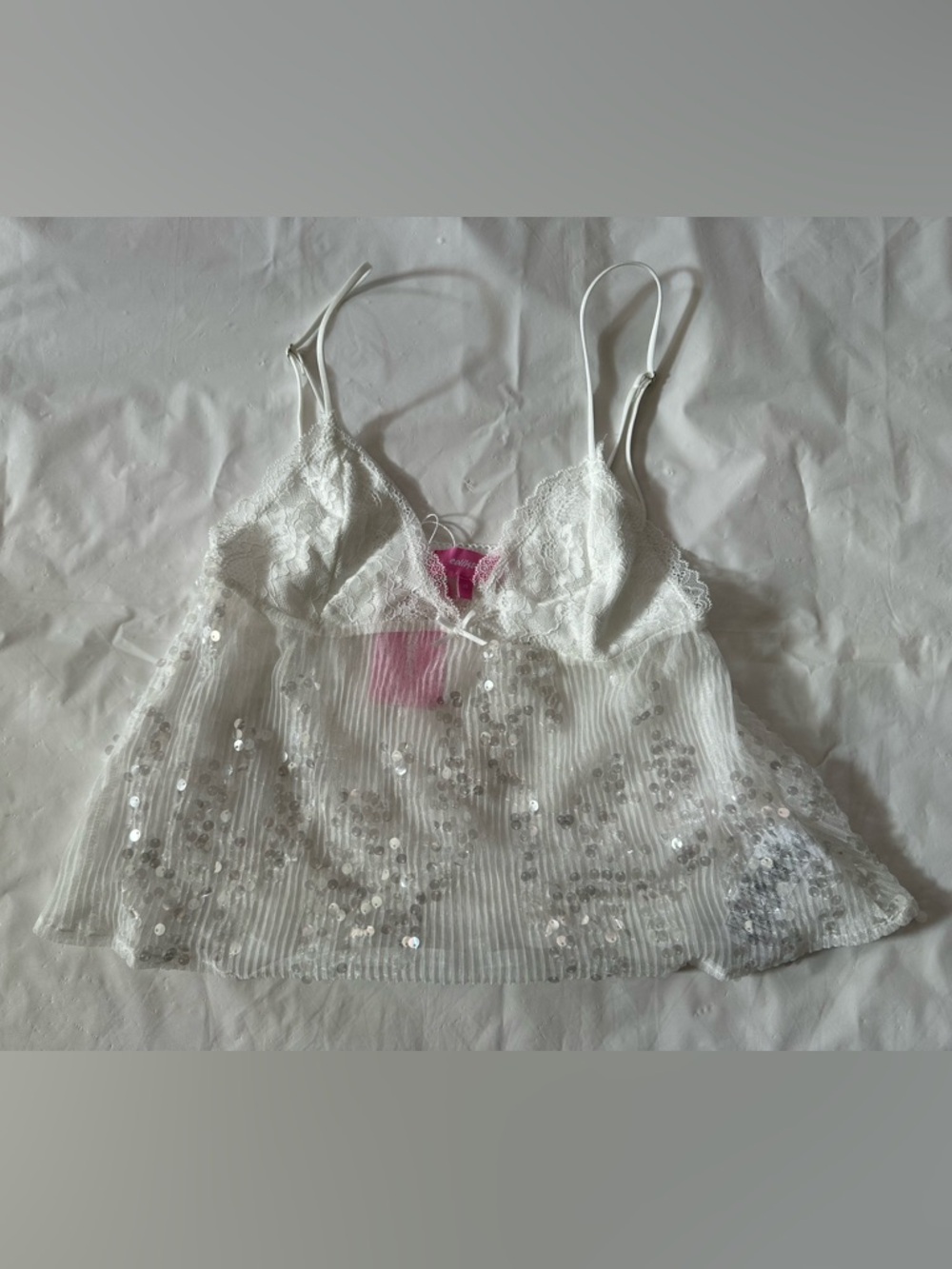 Edikted White Lace & Sequin Cami
